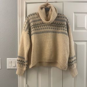Madewell fair aisle cream turtleneck sweater.